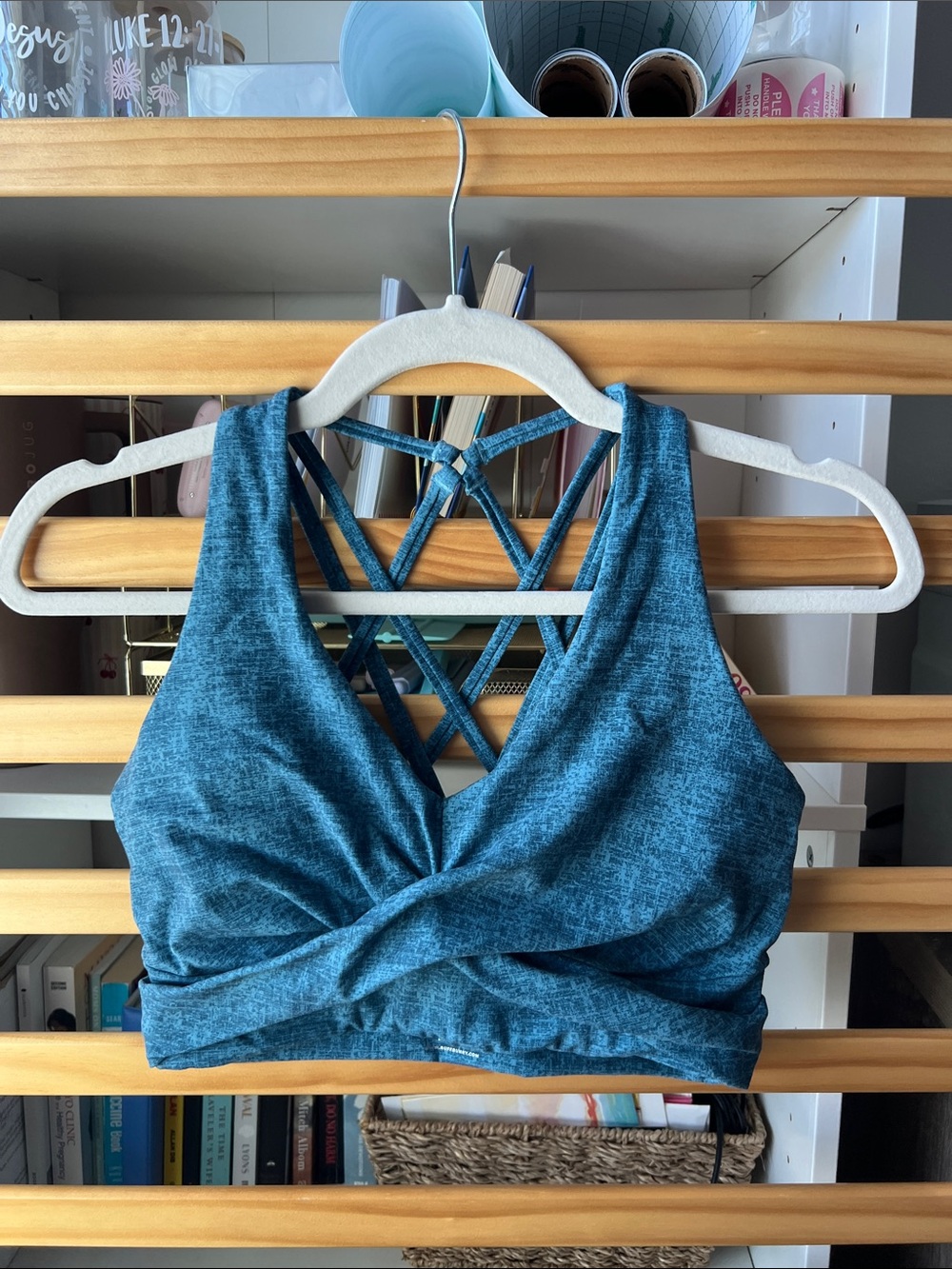 Blue Strappy Sports Bra - High compression